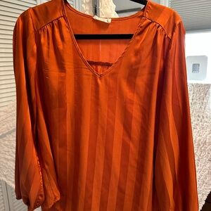 Elegant Rust V-Neck Women's Top